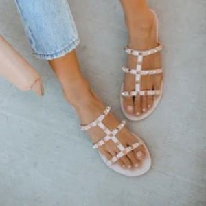 Vici Treasured Gold Studded Sandal - Nude